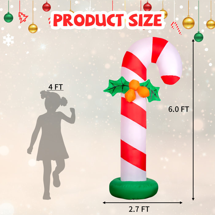 GOOSH Christmas Inflatable 6FT Inflatable Candy Canes Gaint Outdoor